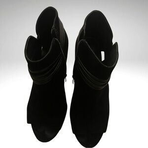 Vince Camuto Black Peep-Toe Suede Ankle Booties